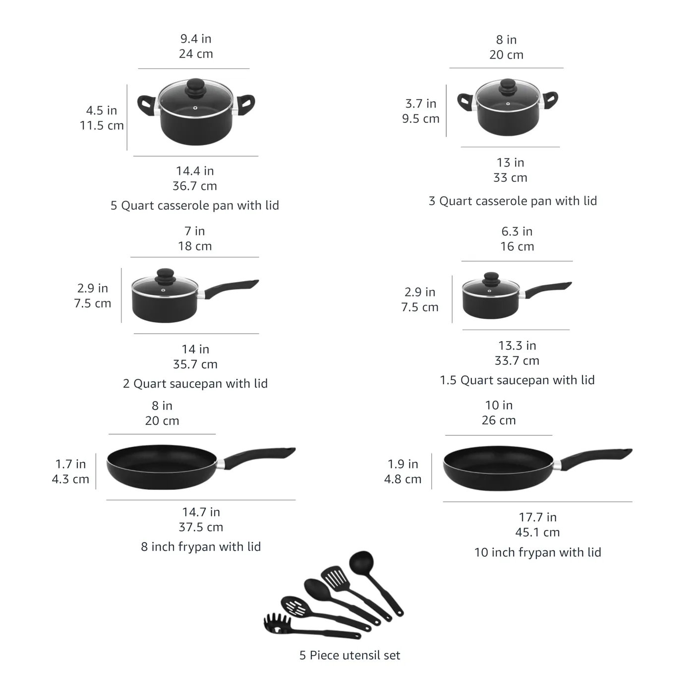 Amazon Basics 15-Piece Non-Stick Cookware Set — photo 4